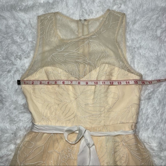 BCBG Off White Sheer Yoke MIDI Dress 4 - Picture 13 of 16